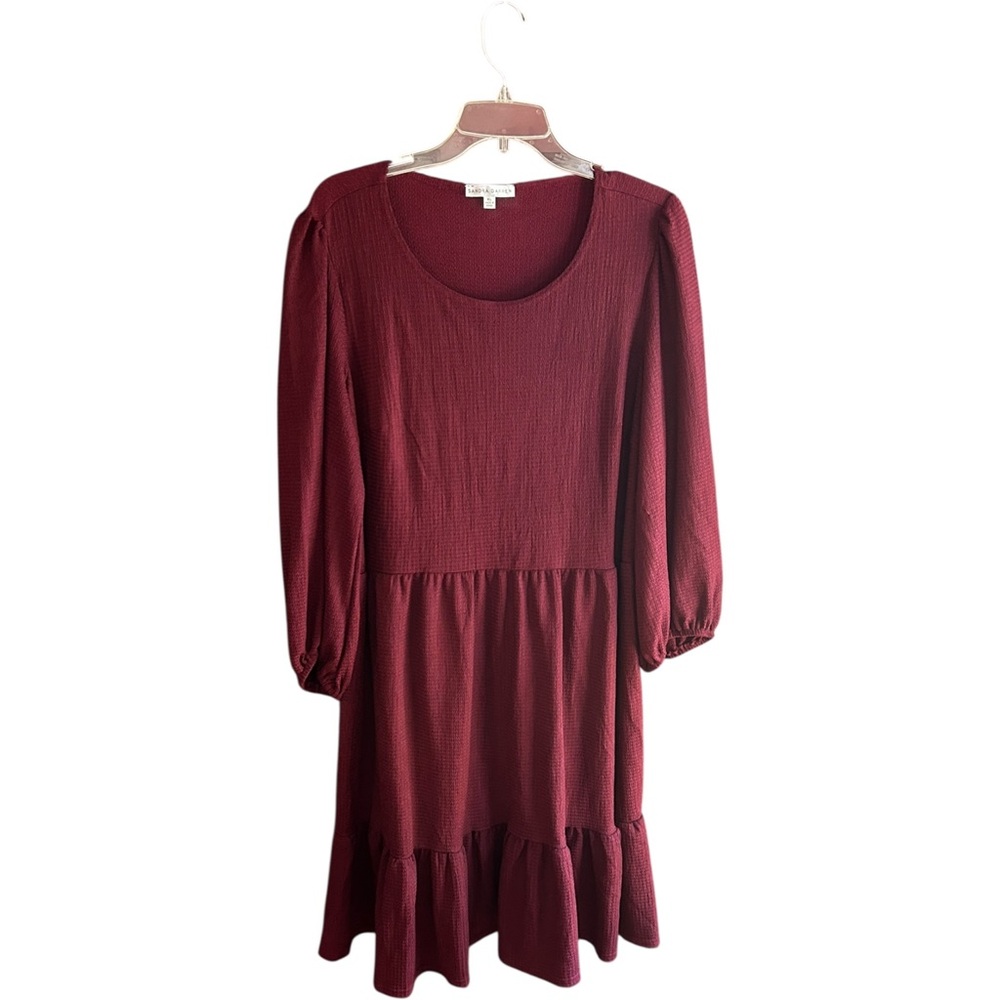 Sandra Darren burgundy textured dress Sz XL
